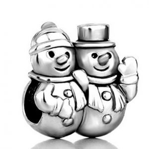 Silver Snowman Couple Charm
