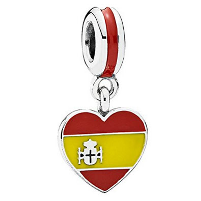 Spanish Flag Heart Dangle Charm