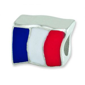 Silver France Flag Bead