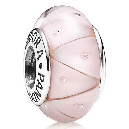 Pink and Silver Murano Glass Bead