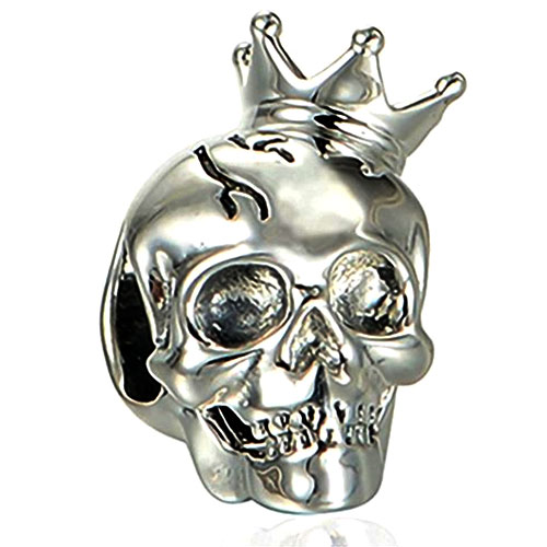 Silver Skull wityh Crown Bead