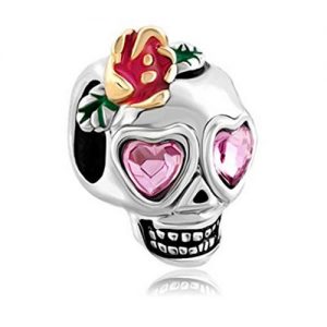 Skull with Love Heart Eyes Bead, perfect for Halloween